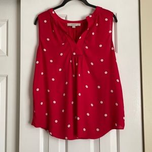 Loft-sassy red and white polka dot top!